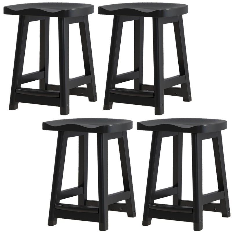 Contemporary Solid Wood Barstools Saddle Seat Bar Stools with Footrest