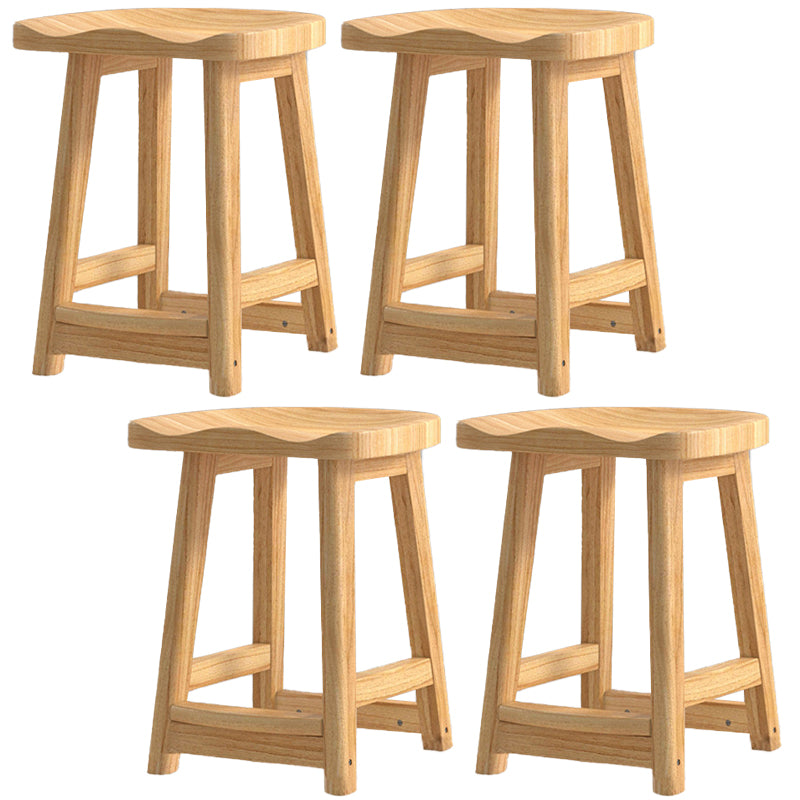 Contemporary Solid Wood Barstools Saddle Seat Bar Stools with Footrest