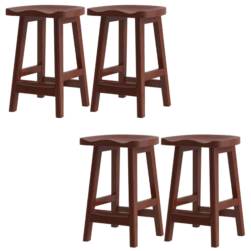 Contemporary Solid Wood Barstools Saddle Seat Bar Stools with Footrest
