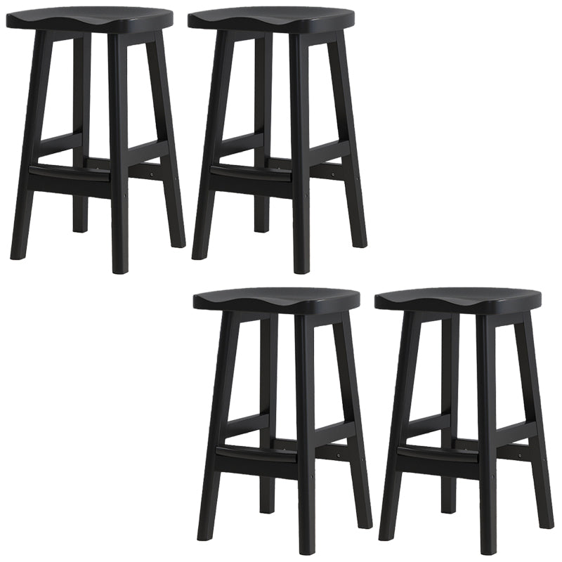 Contemporary Solid Wood Barstools Saddle Seat Bar Stools with Footrest