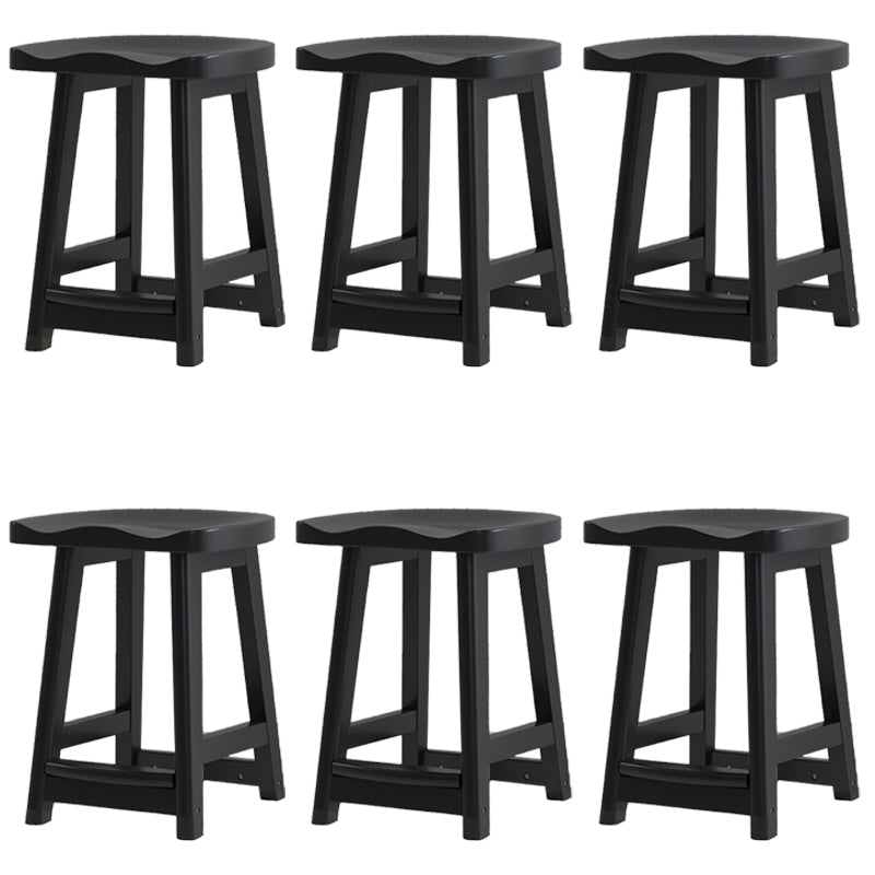 Contemporary Solid Wood Barstools Saddle Seat Bar Stools with Footrest