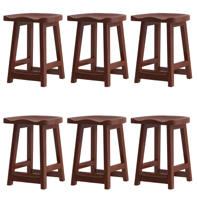 Contemporary Solid Wood Barstools Saddle Seat Bar Stools with Footrest