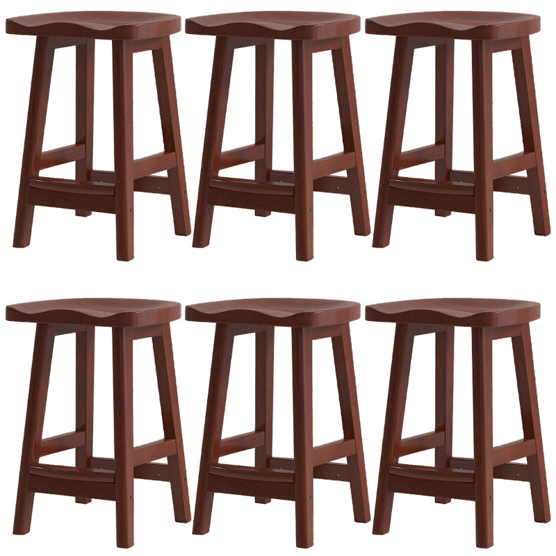 Contemporary Solid Wood Barstools Saddle Seat Bar Stools with Footrest