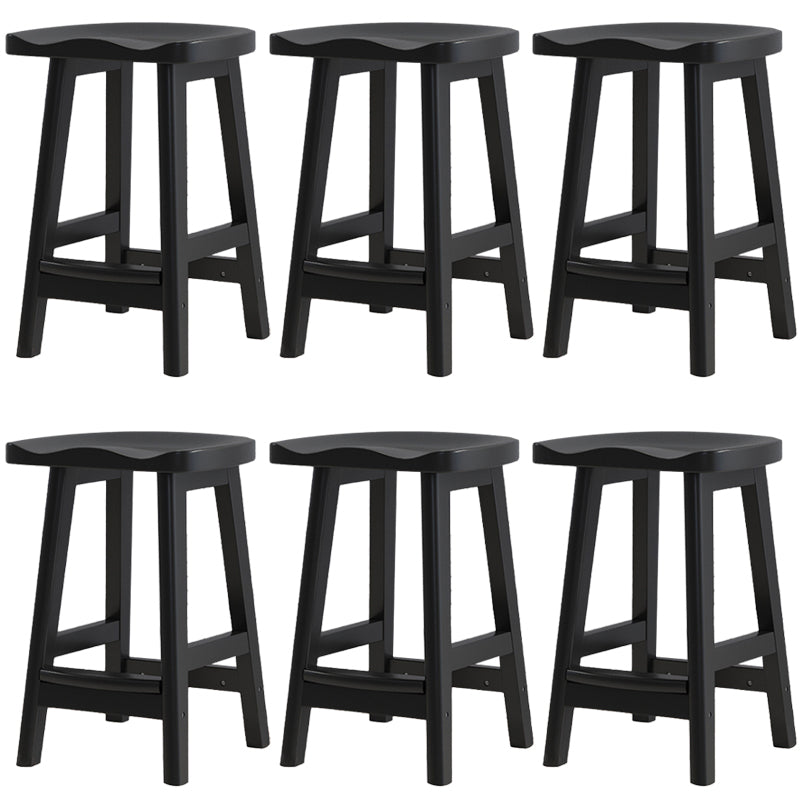 Contemporary Solid Wood Barstools Saddle Seat Bar Stools with Footrest