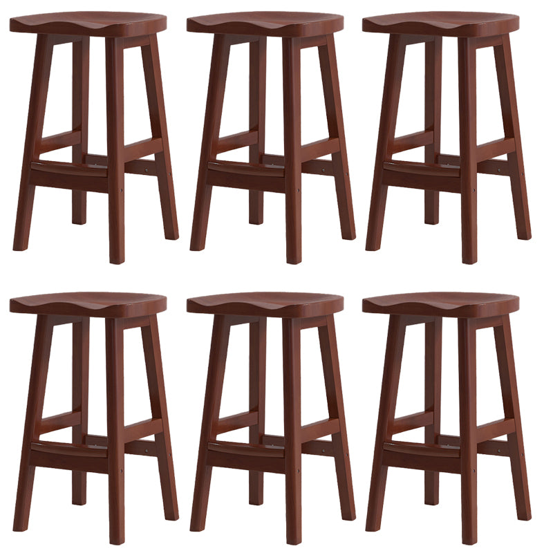 Contemporary Solid Wood Barstools Saddle Seat Bar Stools with Footrest