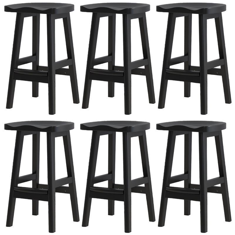 Contemporary Solid Wood Barstools Saddle Seat Bar Stools with Footrest