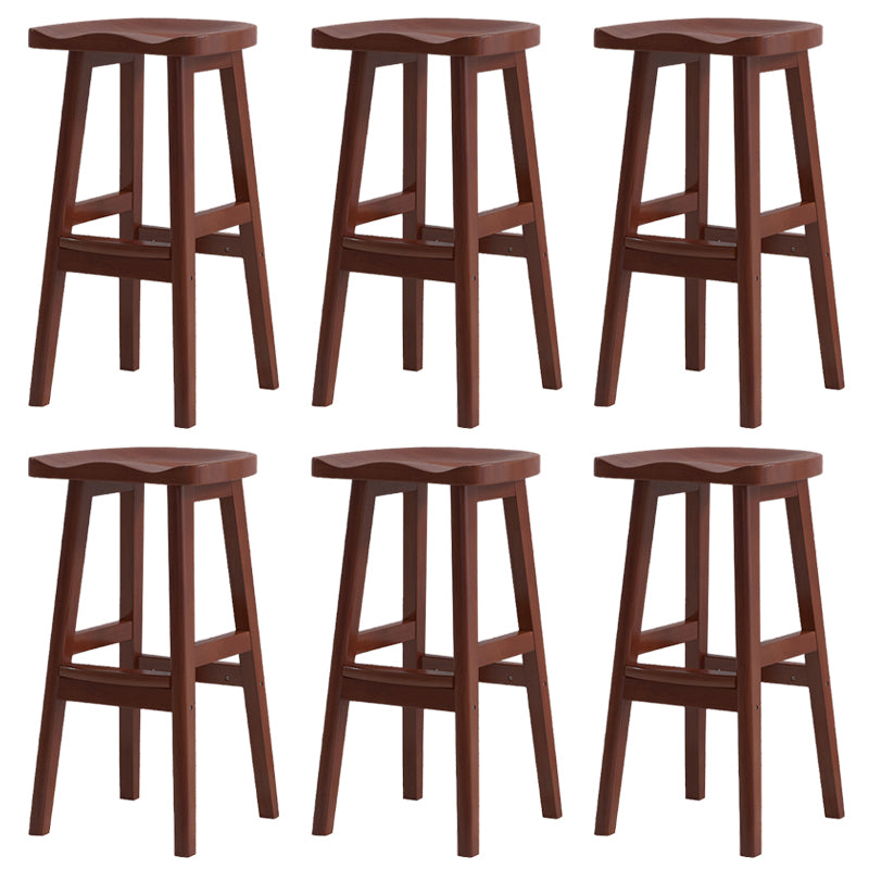 Contemporary Solid Wood Barstools Saddle Seat Bar Stools with Footrest