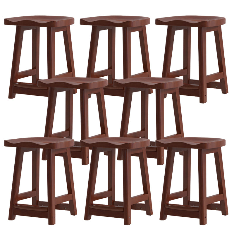 Contemporary Solid Wood Barstools Saddle Seat Bar Stools with Footrest