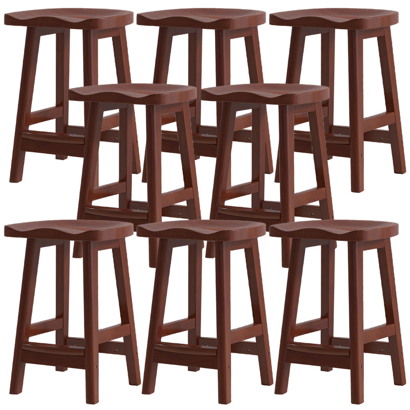 Contemporary Solid Wood Barstools Saddle Seat Bar Stools with Footrest