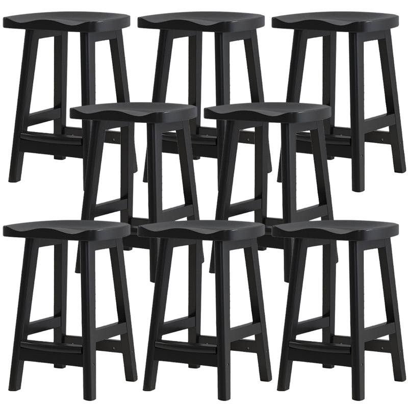 Contemporary Solid Wood Barstools Saddle Seat Bar Stools with Footrest