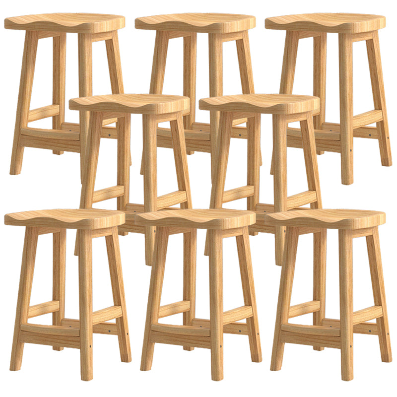 Contemporary Solid Wood Barstools Saddle Seat Bar Stools with Footrest