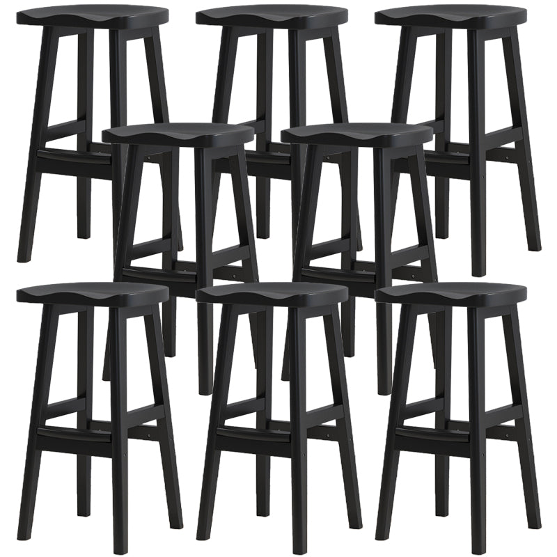 Contemporary Solid Wood Barstools Saddle Seat Bar Stools with Footrest
