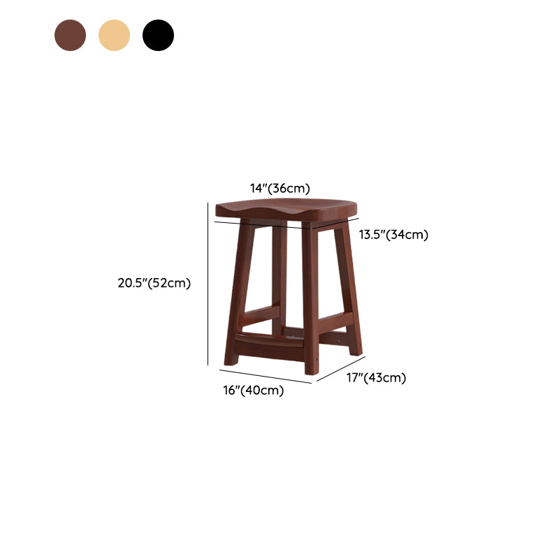 Contemporary Solid Wood Barstools Saddle Seat Bar Stools with Footrest