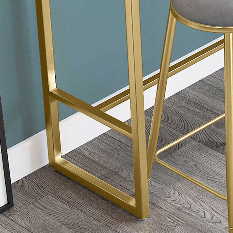 White Rectangular Bar Height Table Glam Style Bistro Bar Table with Gold Base