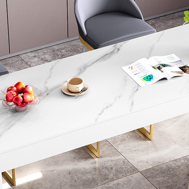 Sintered Stone Bistro Bar Table Rectangle White Bar Table with Storage
