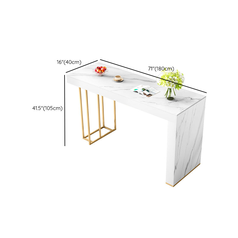 Sintered Stone Bistro Bar Table Rectangle White Bar Table with Storage