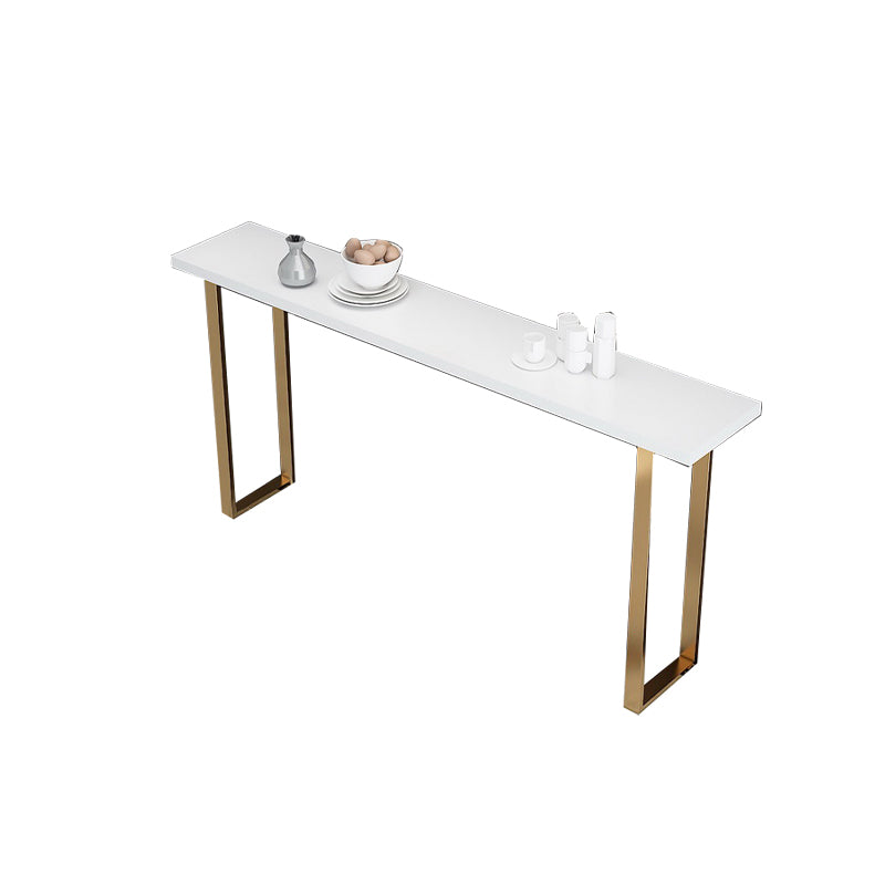 Solid Wood Counter Height Table White Top and Gold Base Bar Table