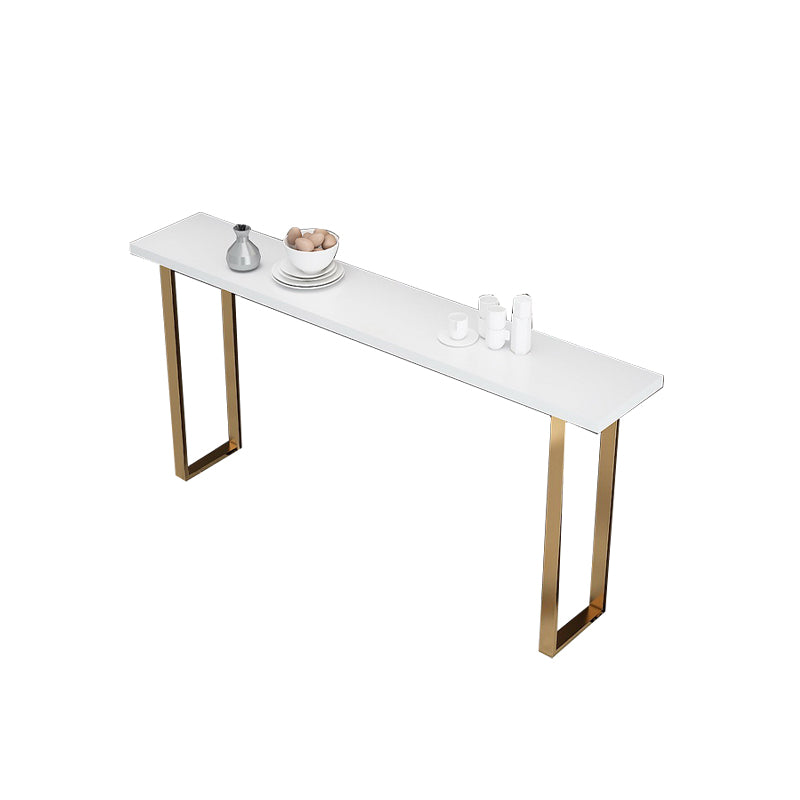 Solid Wood Counter Height Table White Top and Gold Base Bar Table