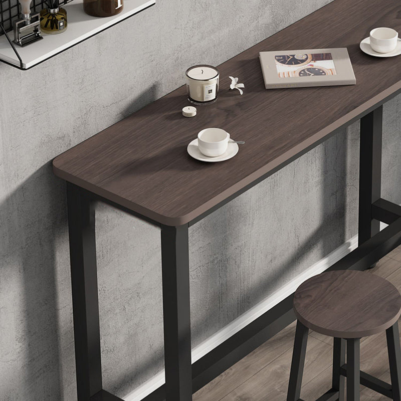Industrial Wood Top Bar Table Rectangle Counter Height Dining Table