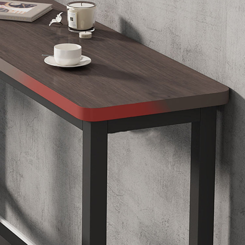 Industrial Wood Top Bar Table Rectangle Counter Height Dining Table