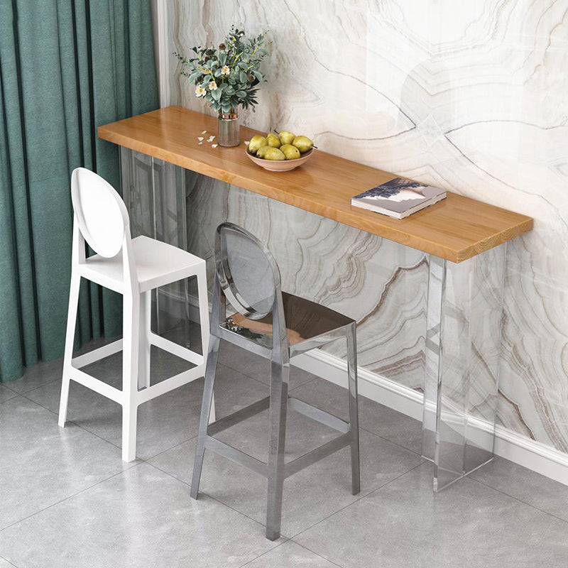 Contemporary Double Pedestal Bar Dining Table Rectangle Bar Table in Acrylic and Wood