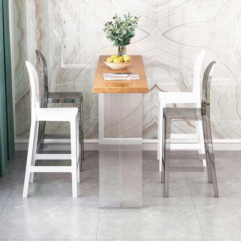 Contemporary Double Pedestal Bar Dining Table Rectangle Bar Table in Acrylic and Wood