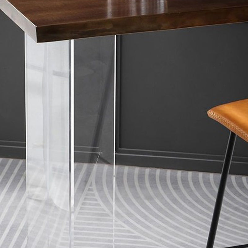 Contemporary Double Pedestal Bar Dining Table Rectangle Bar Table in Acrylic and Wood