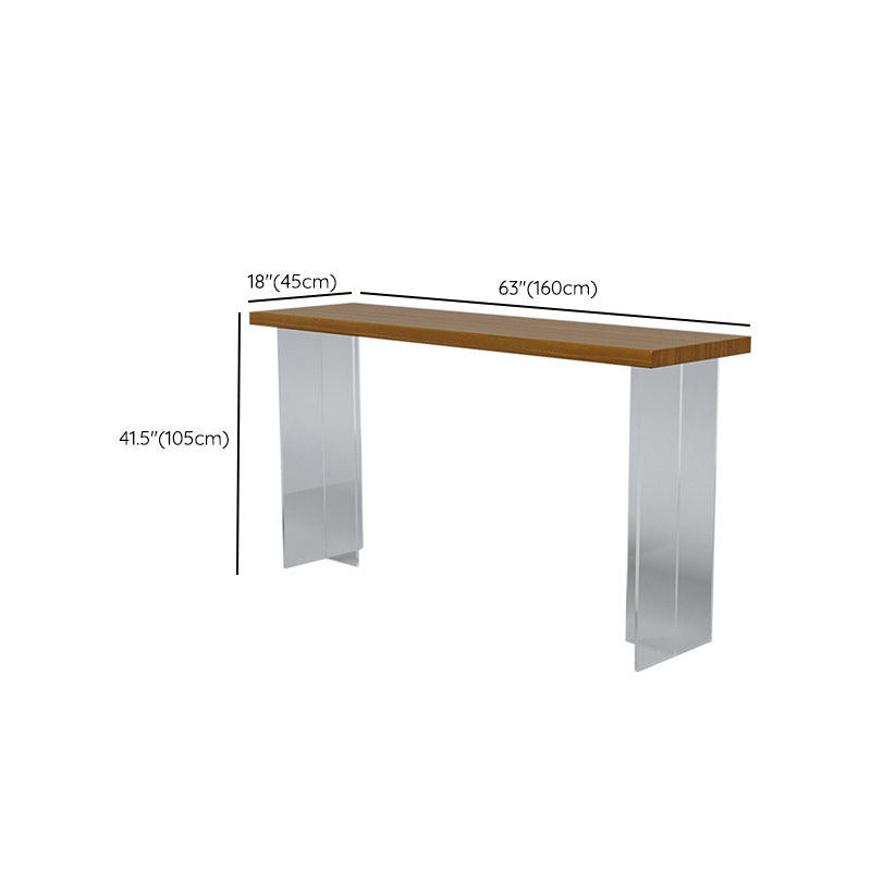 Contemporary Double Pedestal Bar Dining Table Rectangle Bar Table in Acrylic and Wood