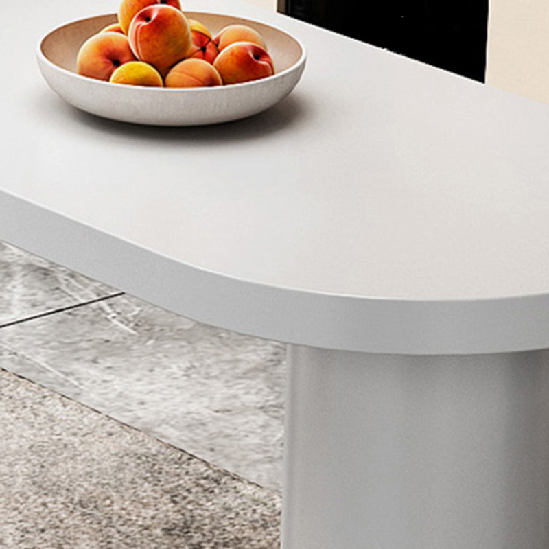 Contemporary White Double Pedestal Bar Table Wood and Iron Bar Dining Table