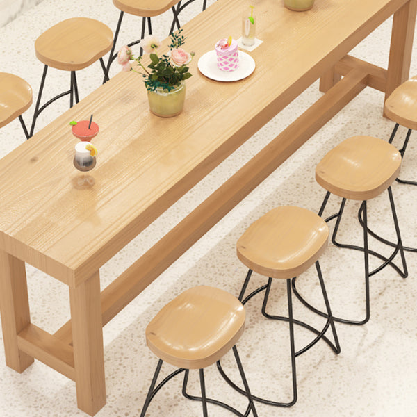 Modern Rectangle Bar Height Table Solid Wood Bar Table with Trestle Base