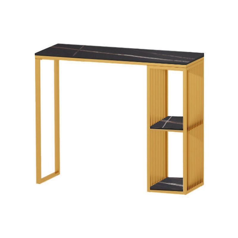 Black Stone Top Bar Dining Table Modern Rectangle Bar Table with Storage