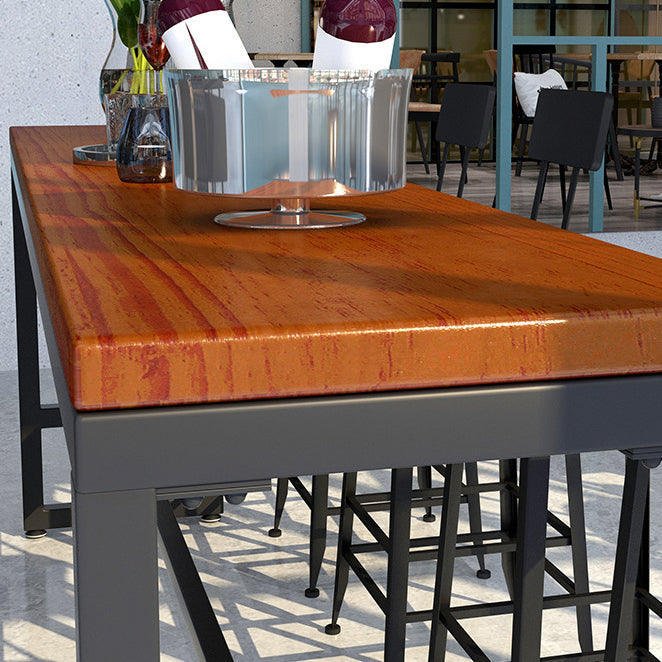 Industrial Style Bistro Bar Table Rectangle Solid Wood Bar Table for Dining Room