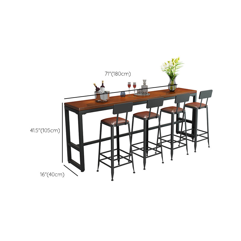 Industrial Style Bistro Bar Table Rectangle Solid Wood Bar Table for Dining Room