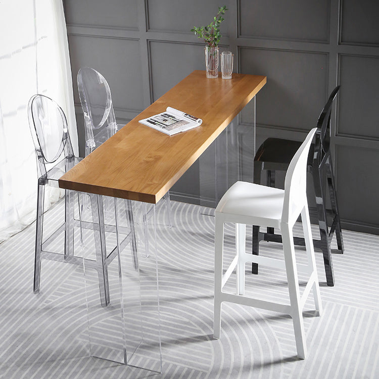 Modern Bar Table in Acrylic and Wood Double Pedestal Bar Height Table for Living Room