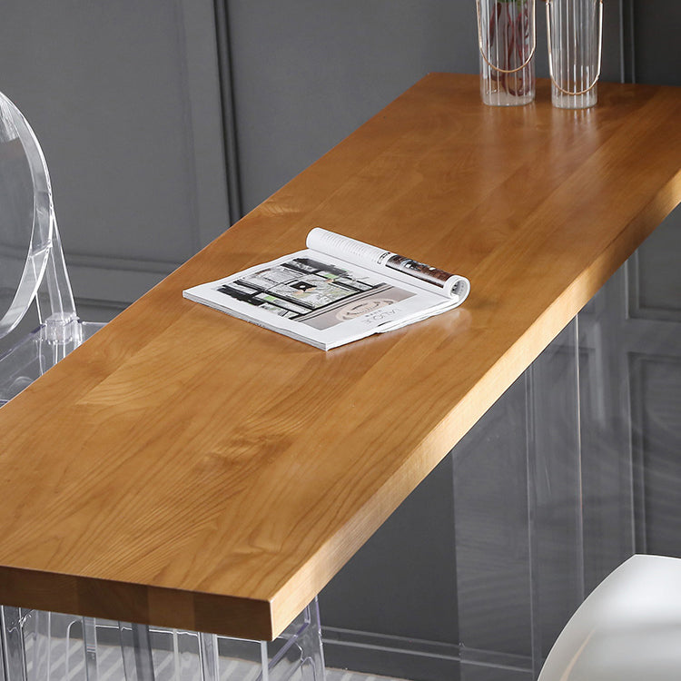 Modern Bar Table in Acrylic and Wood Double Pedestal Bar Height Table for Living Room