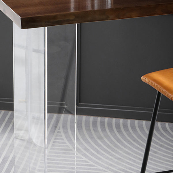 Modern Bar Table in Acrylic and Wood Double Pedestal Bar Height Table for Living Room