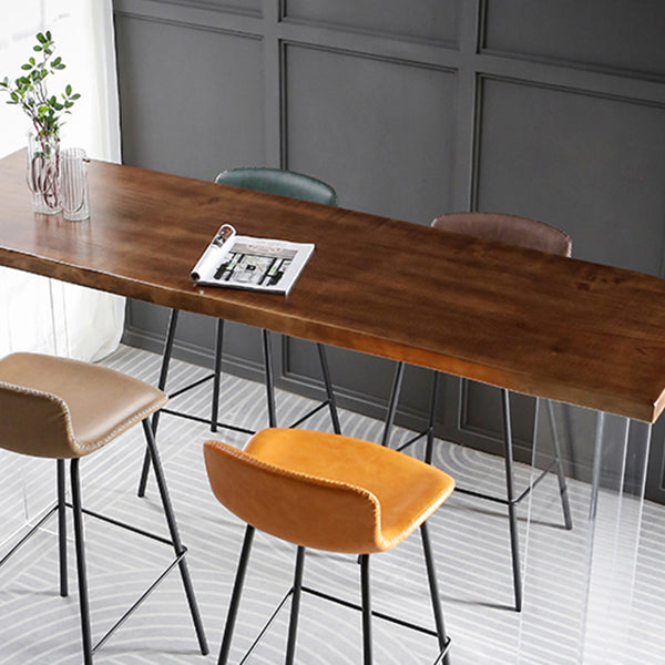 Modern Bar Table in Acrylic and Wood Double Pedestal Bar Height Table for Living Room