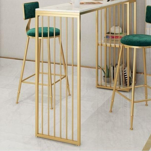 Glam Faux Marble Bar Height Table Rectangle Bar Dining Table with Storage