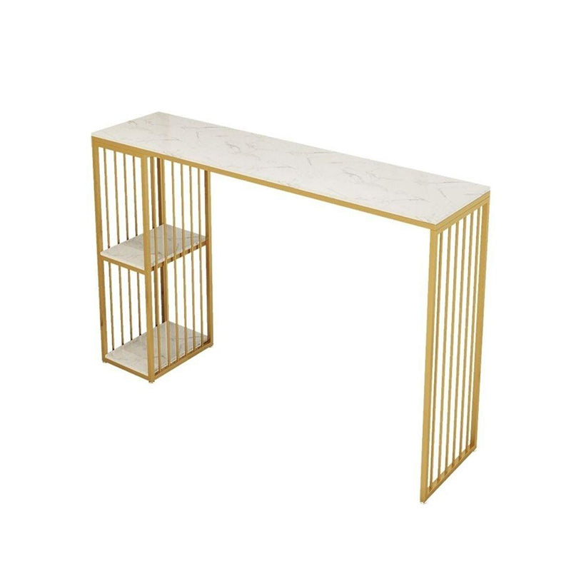 Glam Faux Marble Bar Height Table Rectangle Bar Dining Table with Storage
