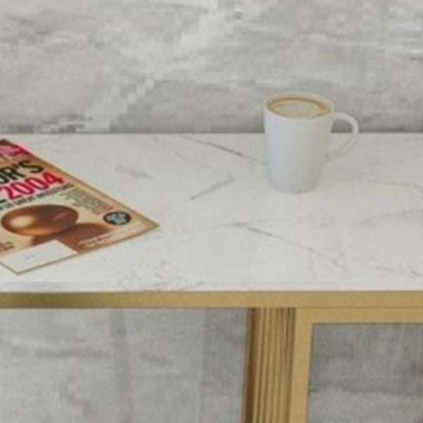 Glam Faux Marble Bar Height Table Rectangle Bar Dining Table with Storage