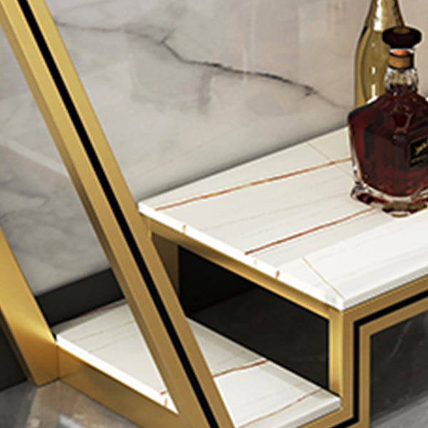 Glam Sintered Stone Bistro Bar Table Rectangle Metal Base Bar Table