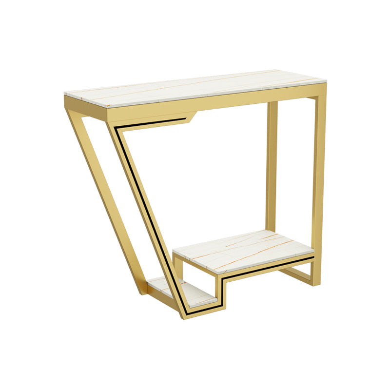 Glam Sintered Stone Bistro Bar Table Rectangle Metal Base Bar Table