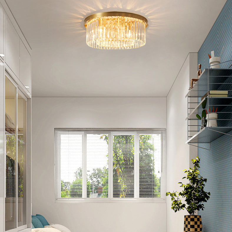 Modern Round Shape Flush Mount Light Fixtures Crystal Flush Mount Ceiling Light