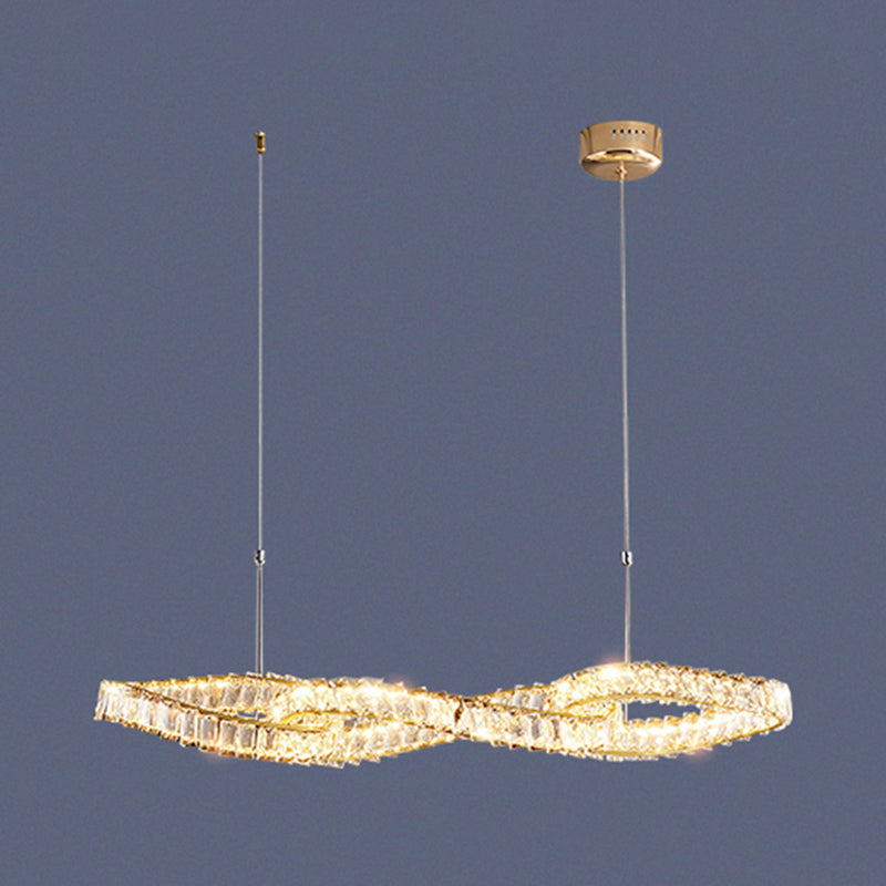 Nordic Style Crystal Hanging Lamp Geometry Shape Island Light Fixture for Bedroom