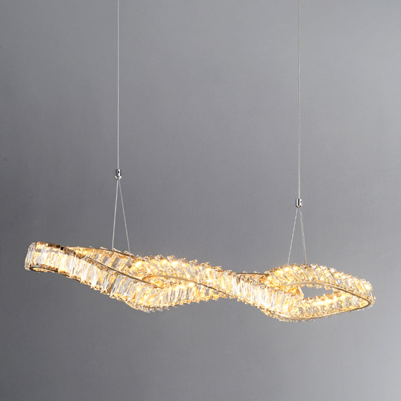 Nordic Style Crystal Hanging Lamp Geometry Shape Island Light Fixture for Bedroom