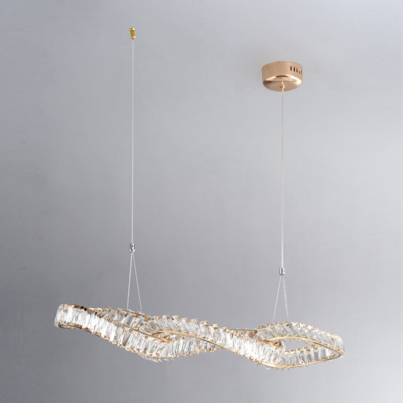 Nordic Style Crystal Hanging Lamp Geometry Shape Island Light Fixture for Bedroom