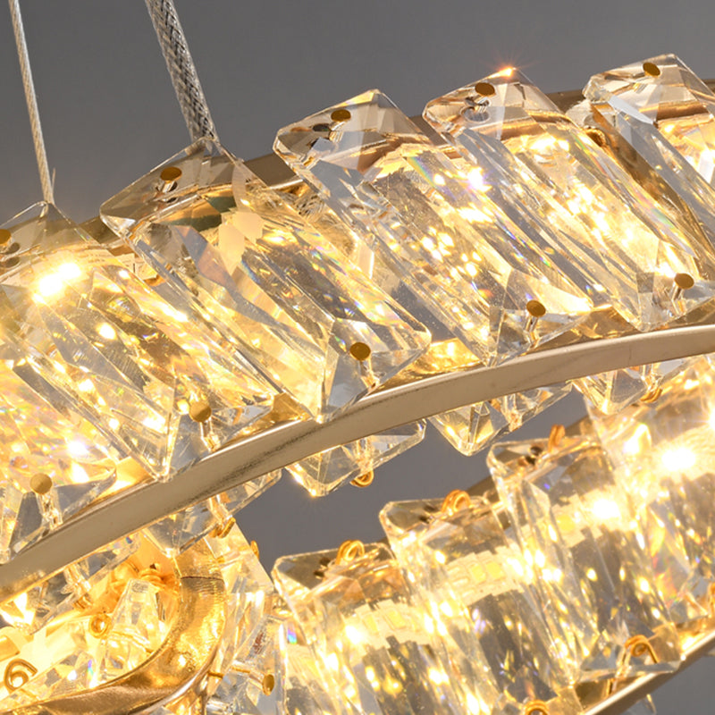 Nordic Style Crystal Hanging Lamp Geometry Shape Island Light Fixture for Bedroom