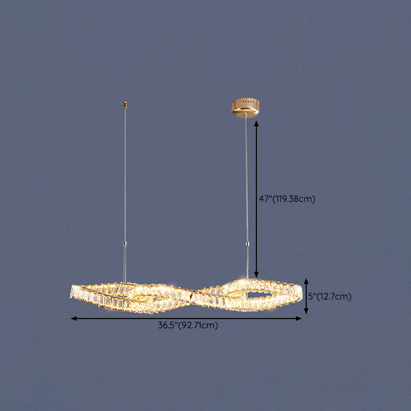 Nordic Style Crystal Hanging Lamp Geometry Shape Island Light Fixture for Bedroom