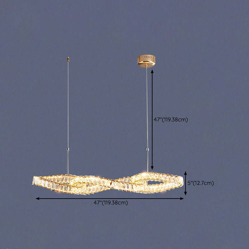 Nordic Style Crystal Hanging Lamp Geometry Shape Island Light Fixture for Bedroom