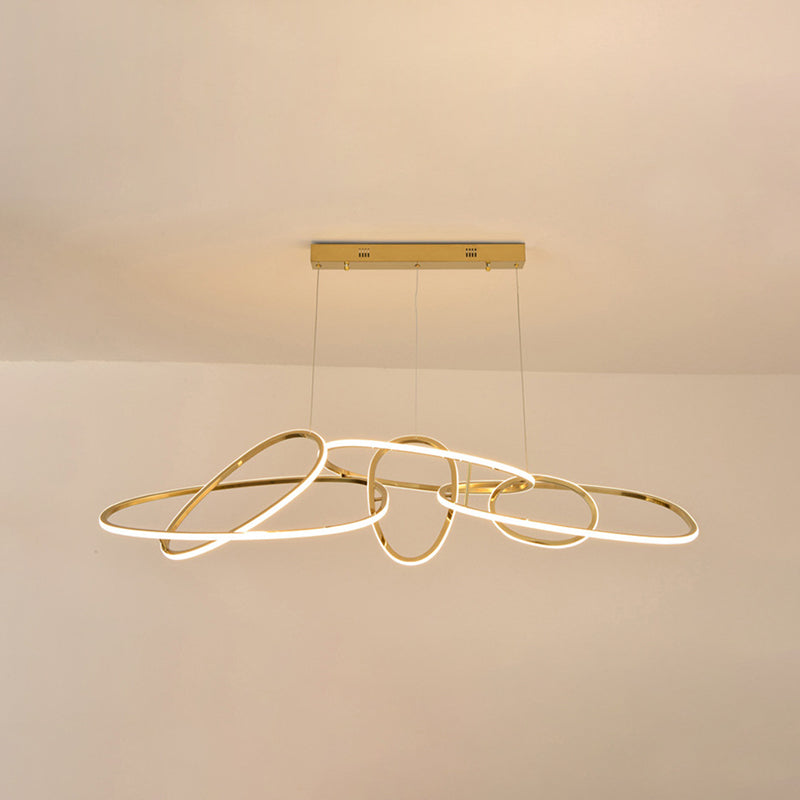 Strip Shape Island Lamp LED Island Hanging Light with Silica Gel Shade for Dining Room
